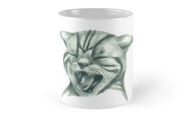 646x400 Tired Cat Pencil Drawing Standard Mug - Yoda Pencil Drawing
