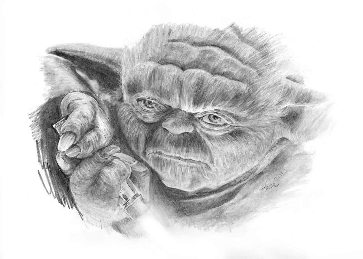 1200x857 artist, designer, harrogate, yorkshire, carl syres gallery - Yoda Pencil Drawing