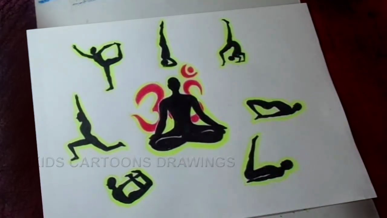 1280x720 how to draw yoga meditation poster drawing for kids - Yoga Drawing