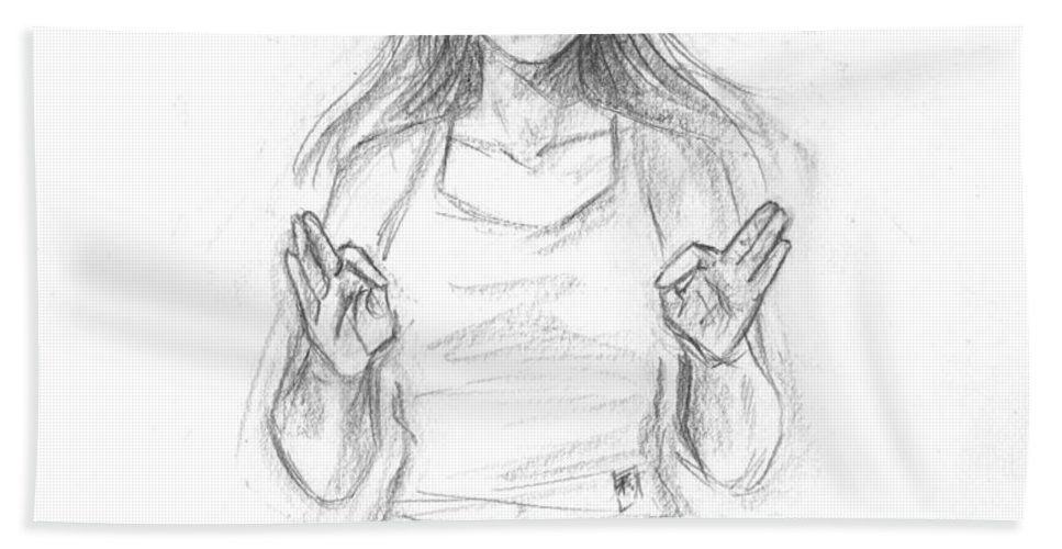 967x500 smiling yoga girl beach sheet for sale - Yoga Girl Drawing