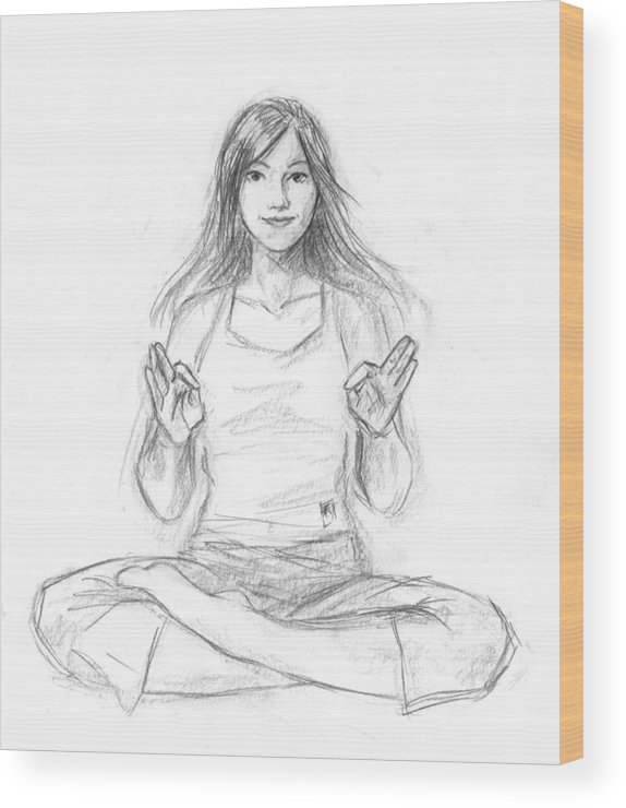 574x740 smiling yoga girl wood print - Yoga Girl Drawing