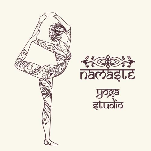 500x500 yoga girl floral vector material free download - Yoga Girl Drawing