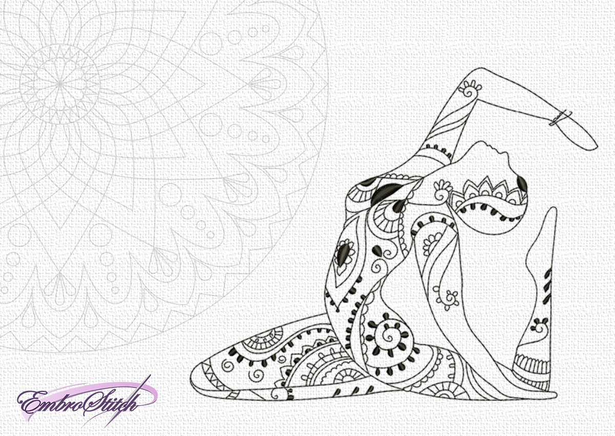 1200x850 yoga girl in sleeping pigeon pose embroidery design, sizes - Yoga Girl Drawing