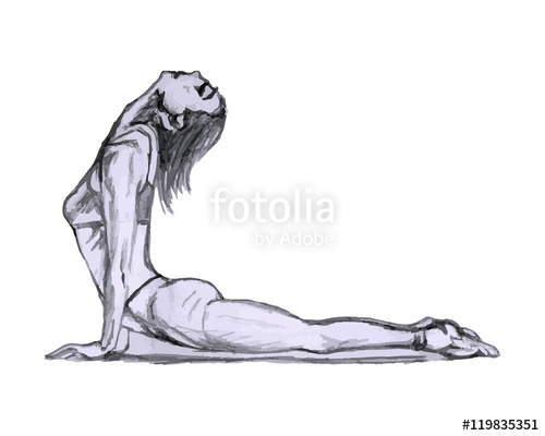 500x400 yoga girl pencil drawing stock image and royalty free vector - Yoga Girl Drawing