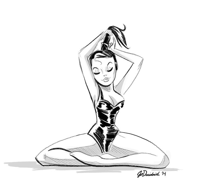 765x705 girls drawing girls putting up hair in lotus art ink - Yoga Girl Drawing