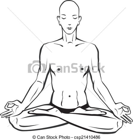446x470 sketch of man in meditating and doing yoga poses - Yoga Poses Drawing