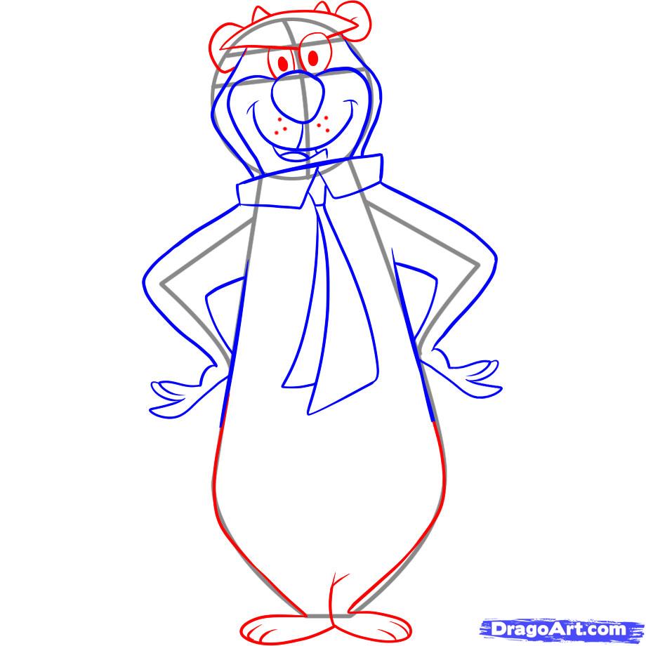 920x920 how to draw yogi bear, step - Yogi Bear Drawing