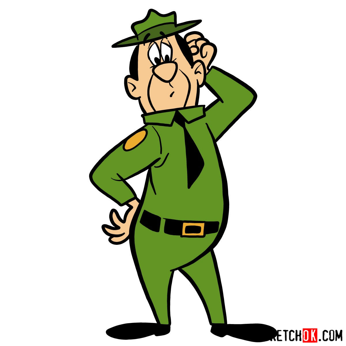 1200x1200 how to draw ranger smith yogi bear - Yogi Bear Drawing