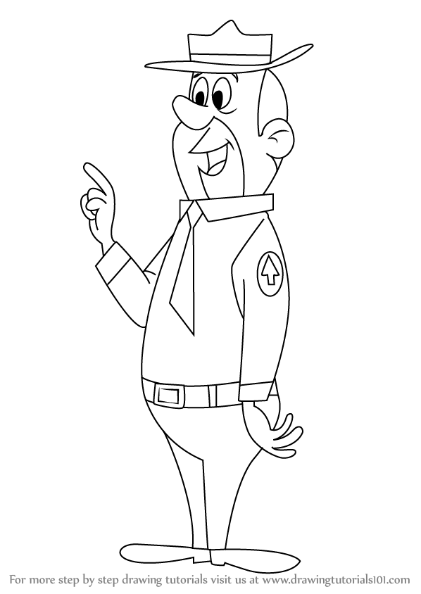 598x844 learn how to draw ranger smith from the yogi bear show - Yogi Bear Drawing