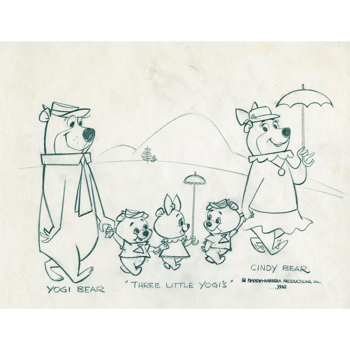 1200x1200 original production yogi bear family model drawing - Yogi Bear Drawing