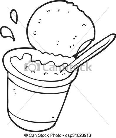 395x470 freehand drawn black and white cartoon yogurt - Yogurt Drawing