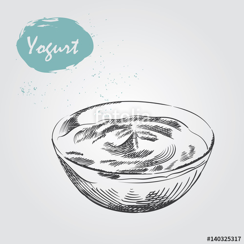 500x500 hand drawn yogurt sketch isolated on white background milk - Yogurt Drawing