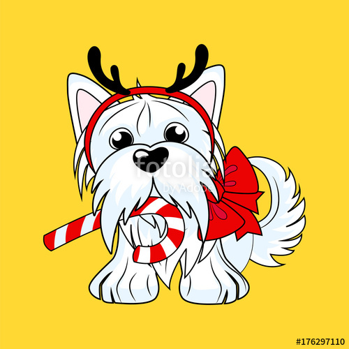 500x500 cartoon character yorkshire terrier dog in christmas costumes - Yorkie Cartoon Drawing