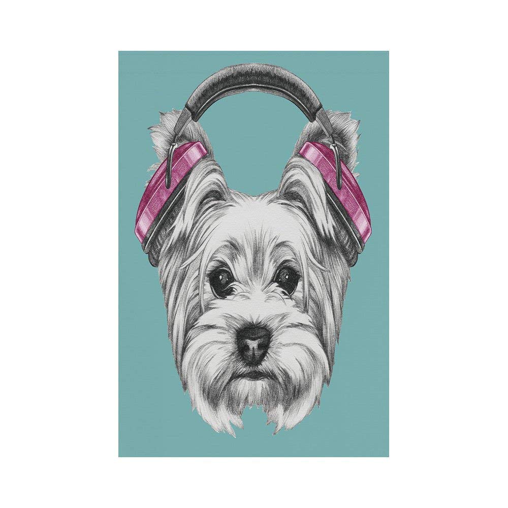 1000x1000 polyester garden flag outdoor flag house flag banner - Yorkie Dog Drawing