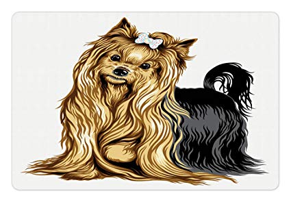 425x295 ambesonne yorkie pet mat for food and water, realistic - Yorkie Puppy Drawings