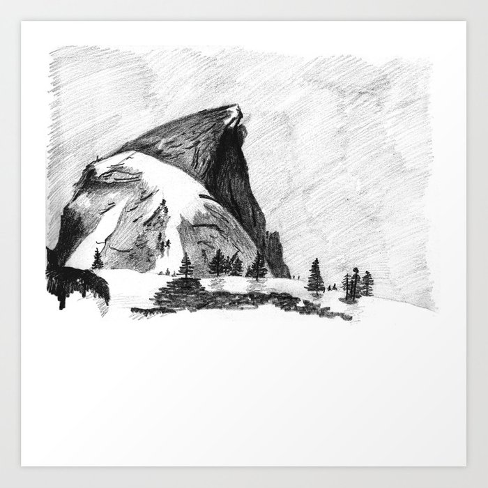 700x700 drawing of half dome in yosemite from the north art print - Yosemite Drawing