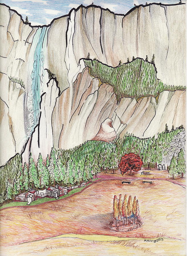 656x900 yosemite falls drawing - Yosemite Drawing