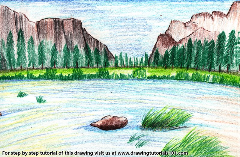 800x524 yosemite national park colored pencils - Yosemite Drawing