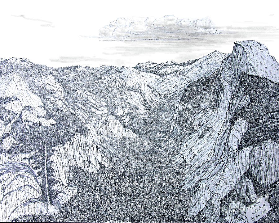 900x722 yosemite valley and half dome drawing - Yosemite Drawing