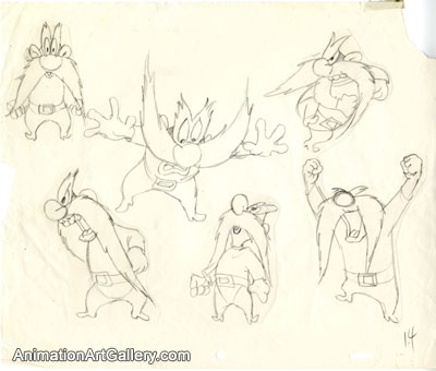 400x340 warner bros studios model drawing animation art model drawing - Yosemite Sam Drawing