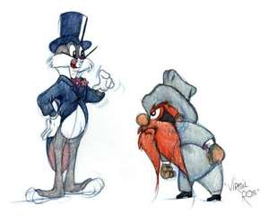 300x248 yosemite sam + bugs bunny colored drawing, drawn signed - Yosemite Sam Drawing