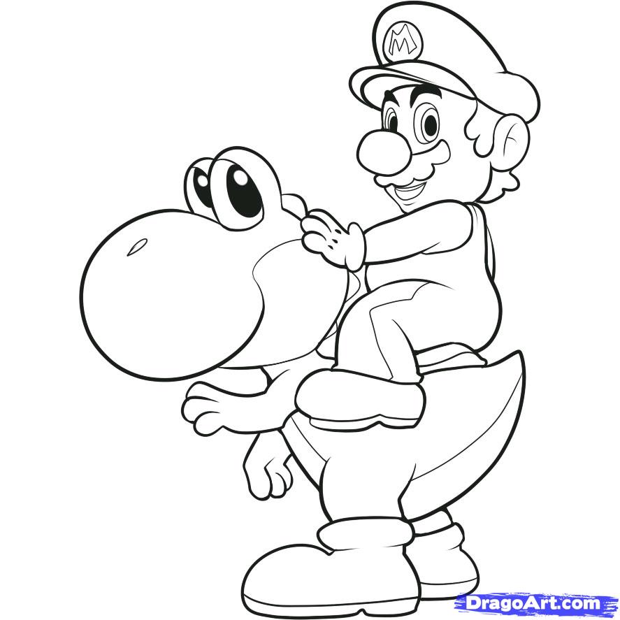 887x887 step how to draw mario and yoshi - Yoshi Drawing