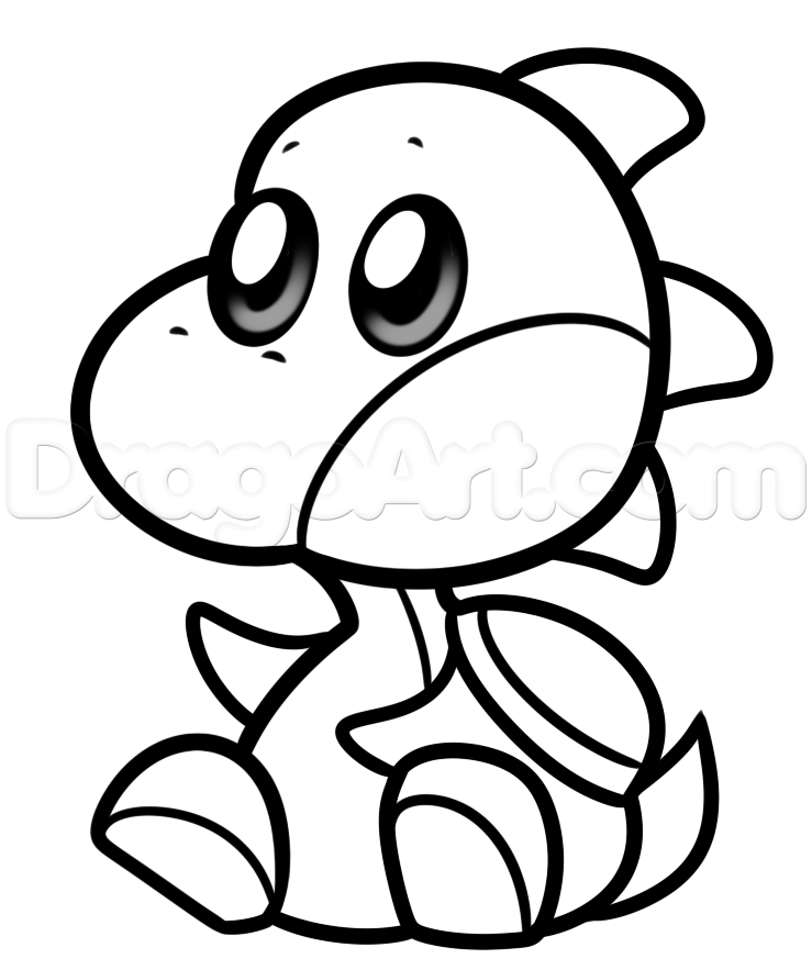 739x883 step how to draw kawaii yoshi - Yoshi Drawing