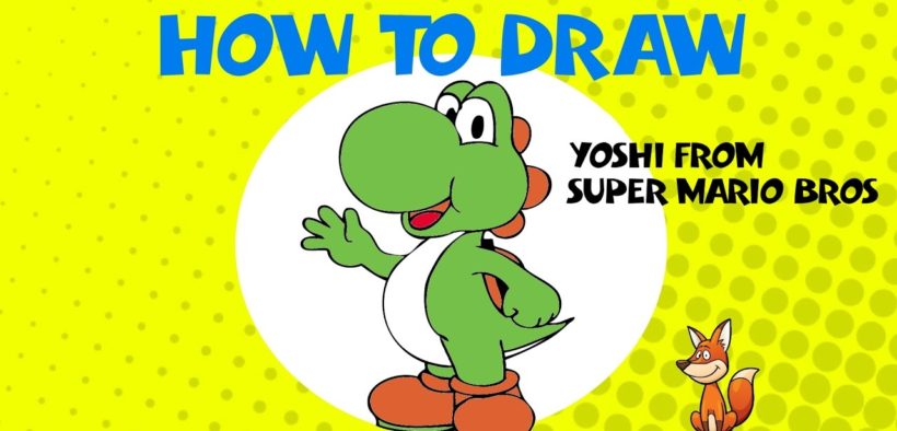 820x394 how to draw yoshi from super mario brothers step - Yoshi Drawing Step By Step
