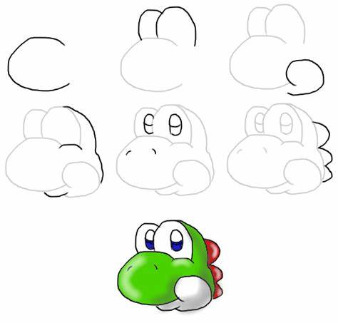 474x453 yoshi drawing step - Yoshi Drawing Step By Step