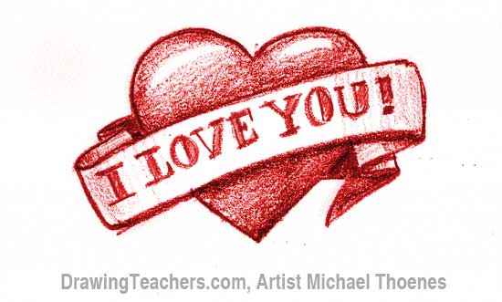 550x331 How To Draw A Heart With Banner - You Drawing