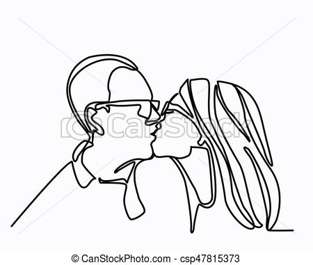 450x381 romantic illustration of a young couple kissing vector continuous - Young Couple Drawing