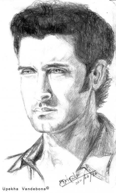 471x780 pencil drawing portrait of young hrithik roshan - Young Drawing