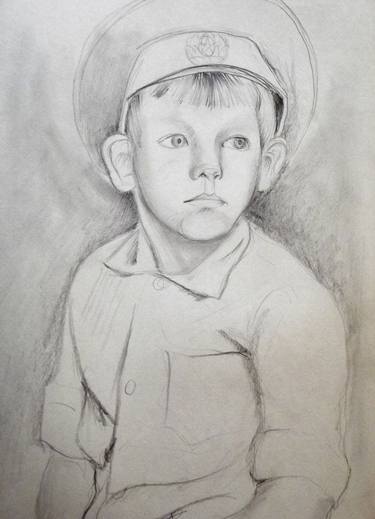 375x519 young boy's portrait drawing - Young Drawing