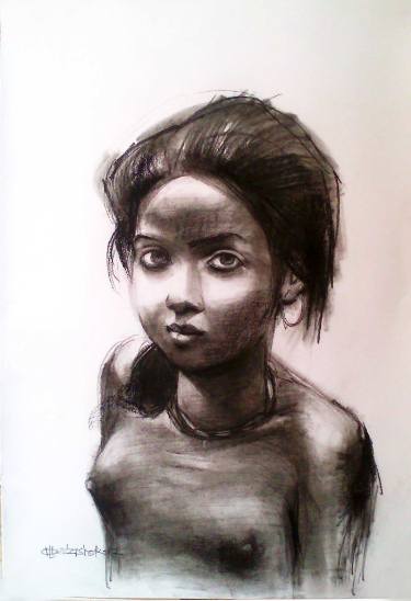 375x548 Young Girl Drawing - Young Girl Drawing