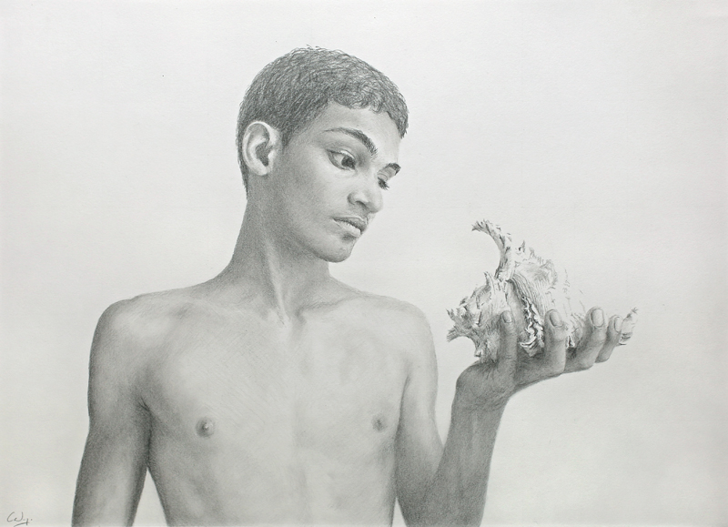800x579 Pencil Drawing Young Man Looking - Young Man Drawing
