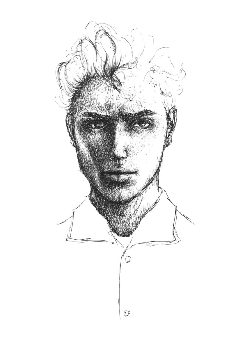 818x1200 Portrait Of A Young Man Drawing - Young Man Drawing