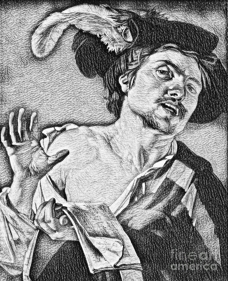 733x900 Young Man Singing - Young Man Drawing