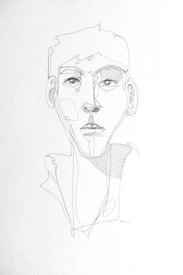 375x563 Young Man Continuous Line Drawing - Young Man Drawing