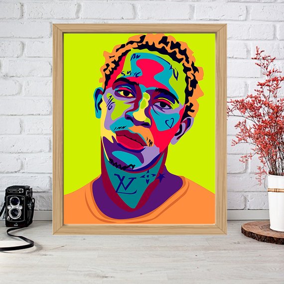 570x570 young thug print colorful poster drawing art etsy - Young Thug Drawing