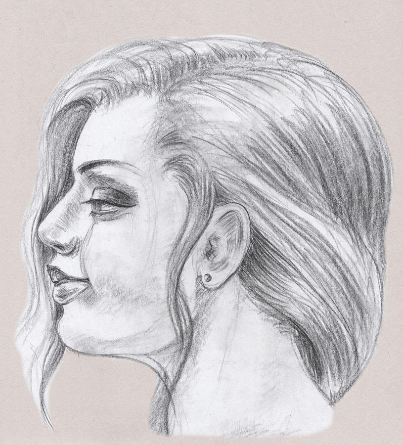815x900 Young Woman Head Study Profile Drawing - Young Woman Drawing