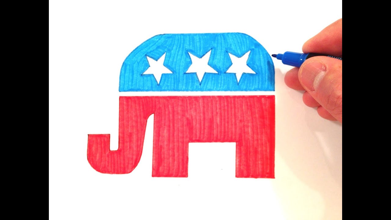 1280x720 How To Draw The Republican Party Elephant - Youtube Elephant Drawing