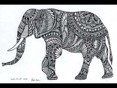 480x360 zentangle an elephant was drawn in zentangle - Youtube Elephant Drawing