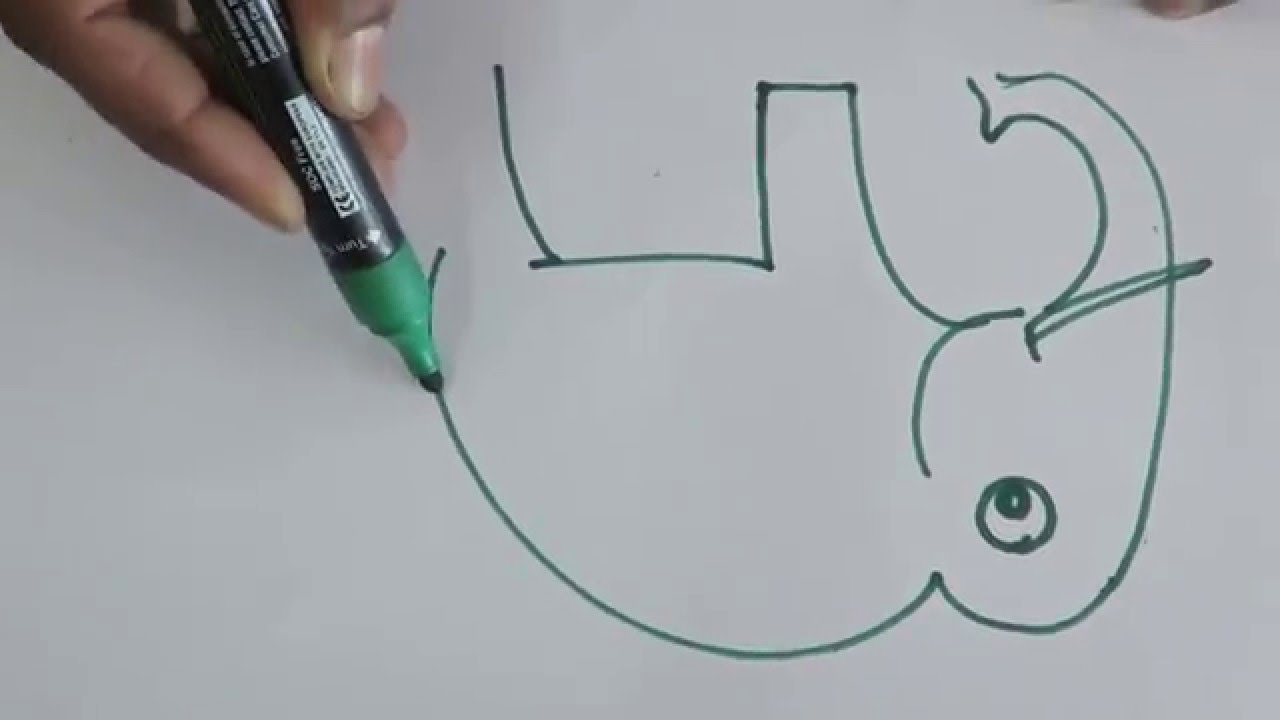 1280x720 Easy Steps To Draw An Elephant - Youtube Elephant Drawing