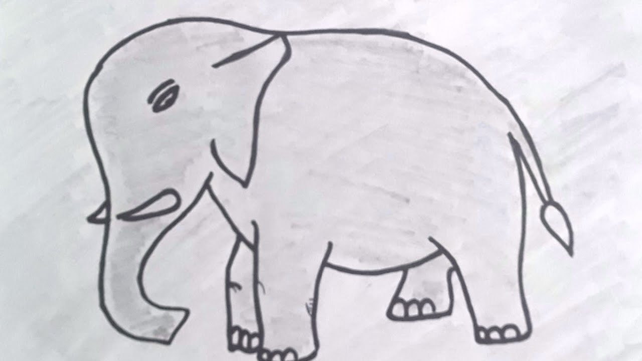 1280x720 how to draw an elephant easy way elephant animal colouring pages - Youtube Elephant Drawing