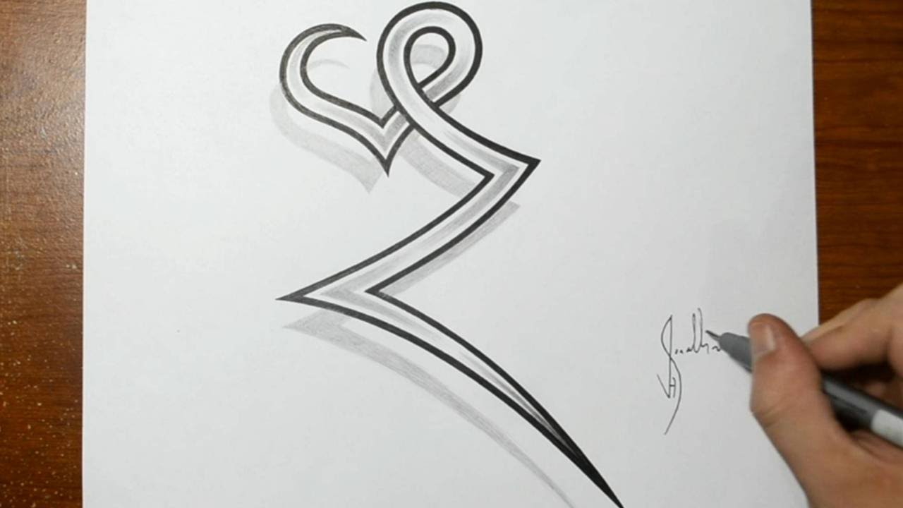 1280x720 Drawing The Letter Z Combined With A Heart - Z Drawing