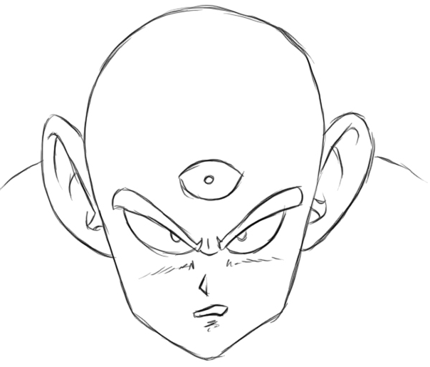 604x515 How To Draw Tien From Dragon Ball Z In Simple Steps How To Draw Dat - Z Drawing