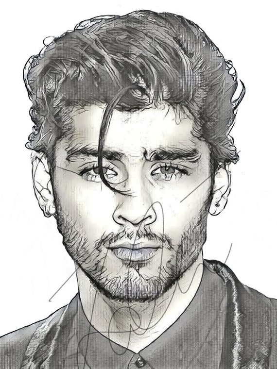 570x760 Zayn Malik Drawing Sketch Print Wall Art Illustration Etsy - Zayn Malik Drawing