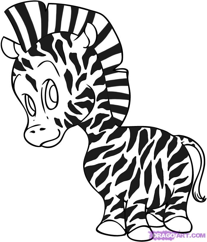 699x816 How To Draw A Cartoon Zebra, Step - Zebra Cartoon Drawing