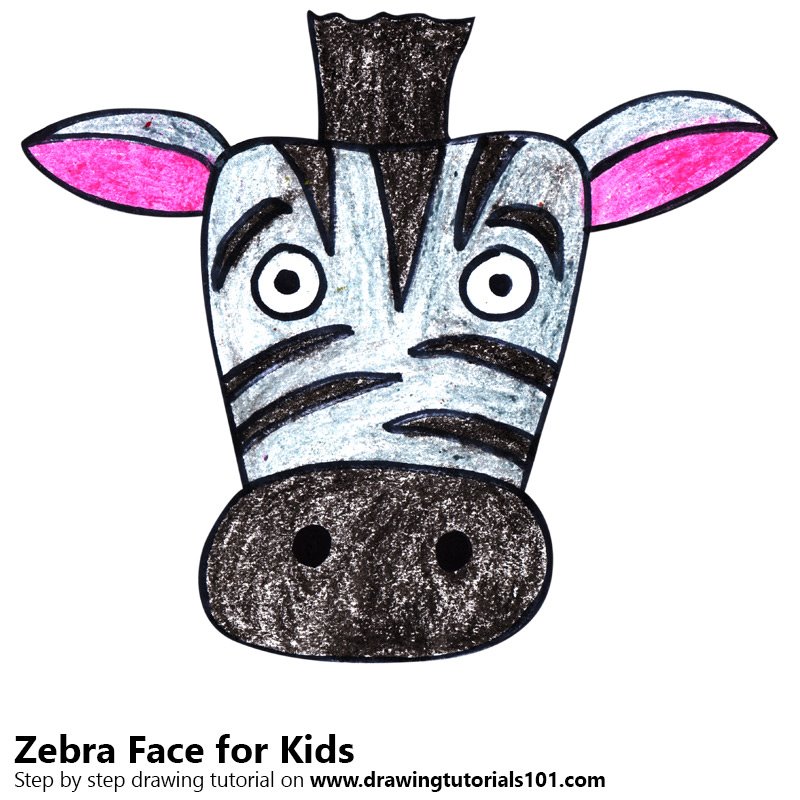 800x800 Learn How To Draw A Zebra Face For Kids - Zebra Drawing Easy