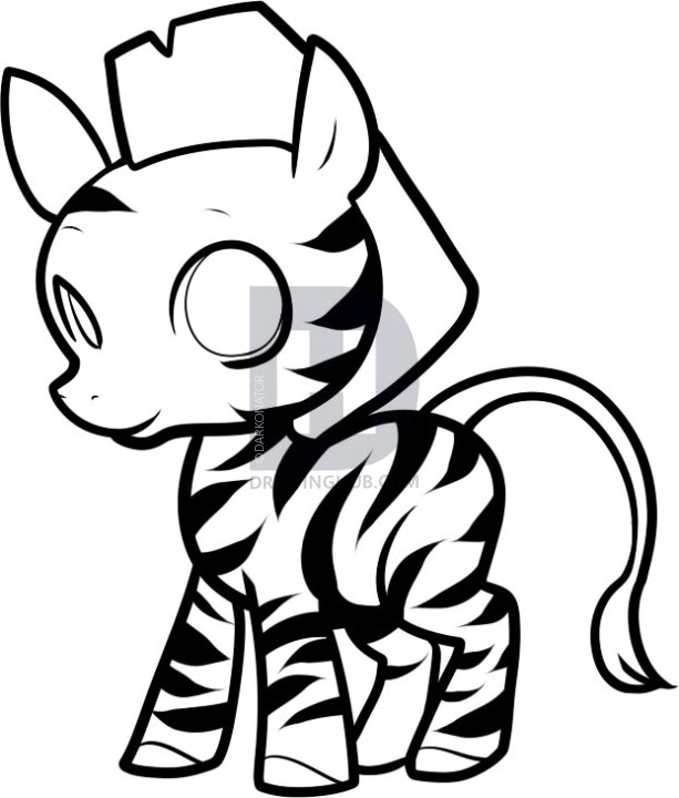 613x720 How To Draw A Zebra For Kids, Step - Zebra Drawing For Kid